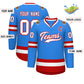 Custom Powder Blue White-Red Classic Style Hockey Jersey Limited