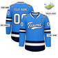 Custom Powder Blue White-Navy Classic Style Hockey Jersey Limited