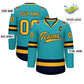 Custom Aqua Gold-Navy Classic Style Hockey Jersey Limited