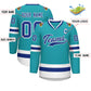 Custom Aqua Royal-White Classic Style Hockey Jersey Limited