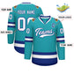Custom Aqua White-Royal Classic Style Hockey Jersey Limited