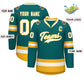 Custom Teal White-Gold Classic Style Hockey Jersey Limited