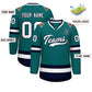 Custom Teal White-Navy Classic Style Hockey Jersey Limited