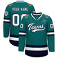 Custom Teal White-Navy Classic Style Hockey Jersey