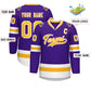 Custom Purple Gold-White Classic Style Hockey Jersey Limited