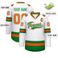 Custom White Kelly Green White-Orange Classic Style Hockey Jersey Limited