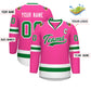 Custom Pink Kelly Green-White Classic Style Hockey Jersey Limited