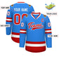 Custom Powder Blue Red-White Classic Style Hockey Jersey Limited