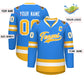Custom Powder Blue Gold-White Classic Style Hockey Jersey Limited