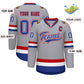 Custom Gray Royal White-Red Classic Style Hockey Jersey Limited