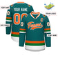 Custom Teal Orange-White Classic Style Hockey Jersey Limited