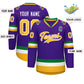 Custom Purple Gold-White Classic Style Hockey Jersey Limited