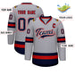 Custom Gray Navy White-Red Classic Style Hockey Jersey Limited