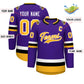 Custom Purple Gold-White Classic Style Hockey Jersey Limited