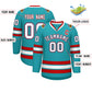 Custom Aqua White Royal-Red Classic Style Hockey Jersey Limited