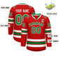 Custom Red Kelly Green-White Classic Style Hockey Jersey Limited