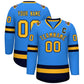 Custom Powder Blue Gold-Navy Classic Style Hockey Jersey