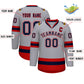 Custom Gray Navy White-Red Classic Style Hockey Jersey Limited