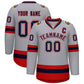 Custom Gray Navy White-Red Classic Style Hockey Jersey