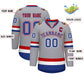 Custom Gray Royal White-Red Classic Style Hockey Jersey Limited