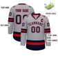 Custom Gray Navy White-Red Classic Style Hockey Jersey Limited