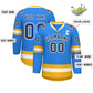 Custom Powder Blue Royal Gold-White Classic Style Hockey Jersey Limited