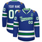 Custom Royal White-Kelly Green Classic Style Hockey Jersey