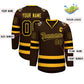 Custom Brown Black-Gold Classic Style Hockey Jersey Limited