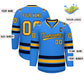 Custom Powder Blue Gold-Navy Classic Style Hockey Jersey Limited