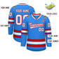 Custom Powder Blue White-Red Classic Style Hockey Jersey Limited