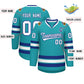 Custom Aqua White-Royal Classic Style Hockey Jersey Limited