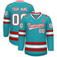 Custom Aqua White-Red Classic Style Hockey Jersey
