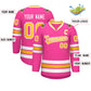 Custom Pink Gold-White Classic Style Hockey Jersey Limited