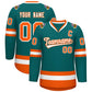 Custom Teal White-Orange Classic Style Hockey Jersey