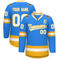 Custom Powder Blue White-Gold Classic Style Hockey Jersey