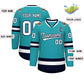 Custom Aqua White-Navy Classic Style Hockey Jersey Limited