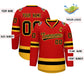 Custom Red Black-Gold Classic Style Hockey Jersey Limited