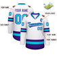 Custom White Purple-Powder Blue Classic Style Hockey Jersey Limited