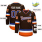 Custom Brown Royal White-Orange Classic Style Hockey Jersey Limited