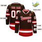 Custom Brown Red-White Classic Style Hockey Jersey Limited