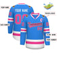 Custom Powder Blue Pink Black-White Classic Style Hockey Jersey Limited
