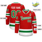Custom Red Kelly Green-White Classic Style Hockey Jersey Limited