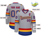 Custom Gray Royal Gold-Red Classic Style Hockey Jersey Limited