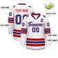 Custom White Royal White-Red Classic Style Hockey Jersey Limited