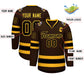 Custom Brown Black-Gold Classic Style Hockey Jersey Limited