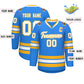 Custom Powder Blue White-Gold Classic Style Hockey Jersey Limited