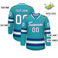 Custom Aqua White-Royal Classic Style Hockey Jersey Limited
