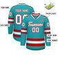 Custom Aqua White-Red Classic Style Hockey Jersey Limited
