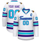 Custom White Purple-Powder Blue Classic Style Hockey Jersey