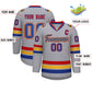 Custom Gray Royal Gold-Red Classic Style Hockey Jersey Limited